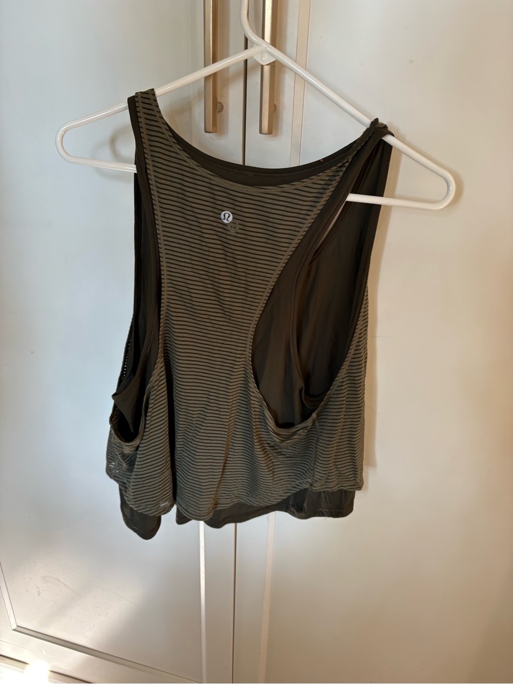 lululemon athletica Olive Striped Racerback Tank